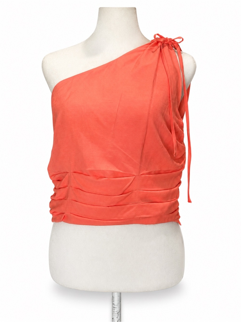 One-Shoulder Coral Blouson Top